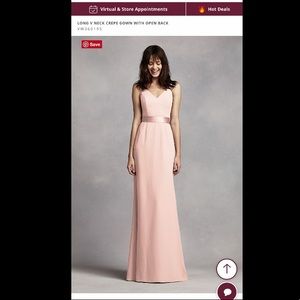 Long V Neck Crepe Gown WHITE BY VERA WANG